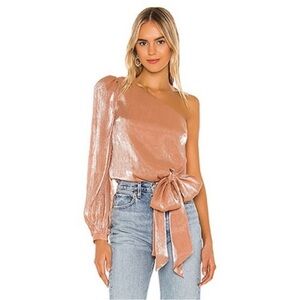 Lovers + Friends x Revolve Rose Metallic One Shoulder Kendall Blouse Top M